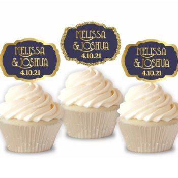Navy and Gold Cupcake Toppers
