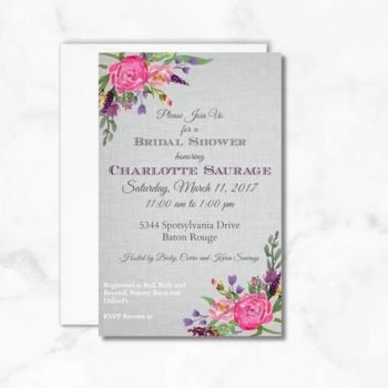 Gray and Floral Bridal Shower Invitation