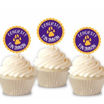 Purple and Gold Cupcake Toppers